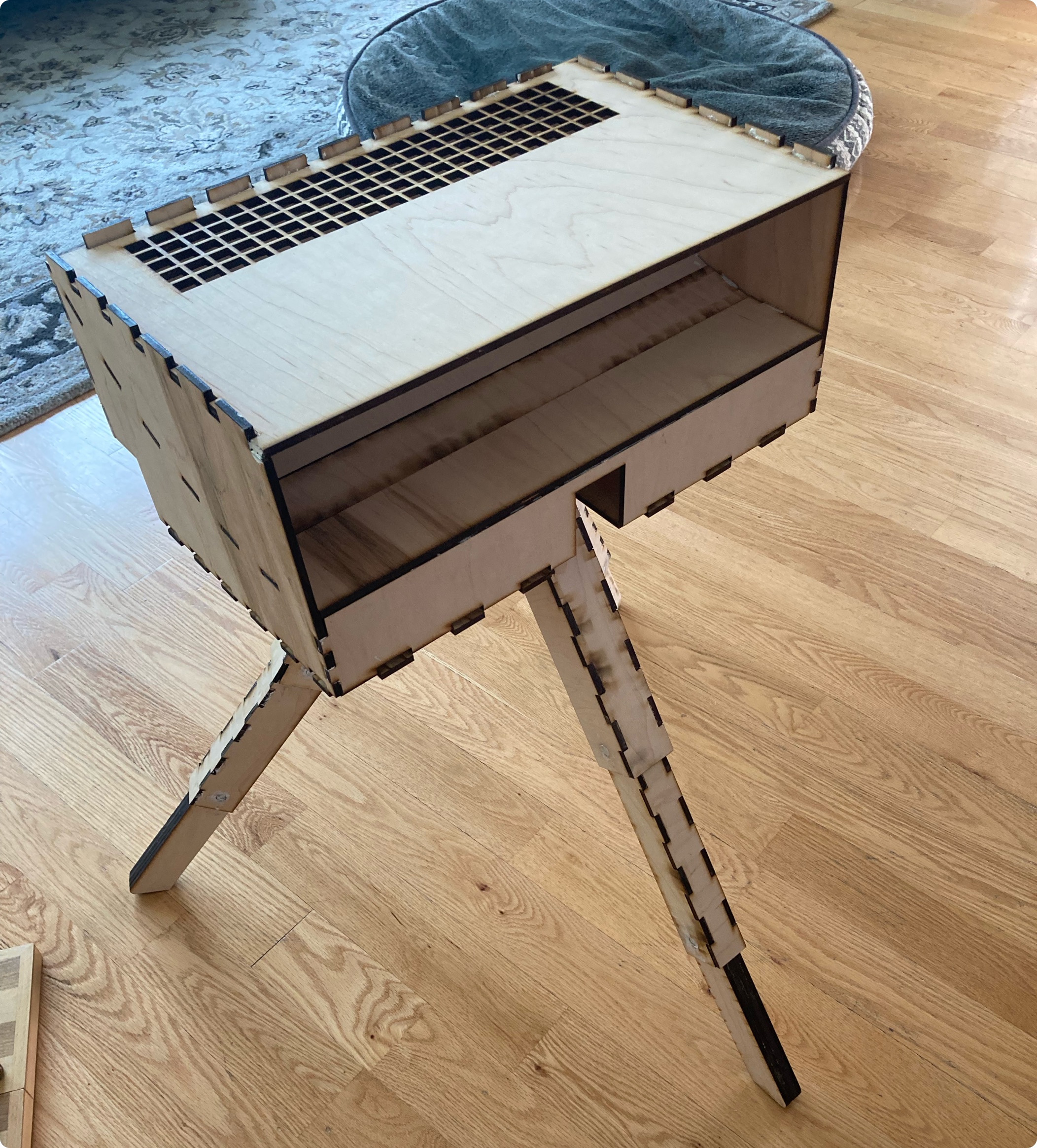 Laser-cut plywood laptop stand