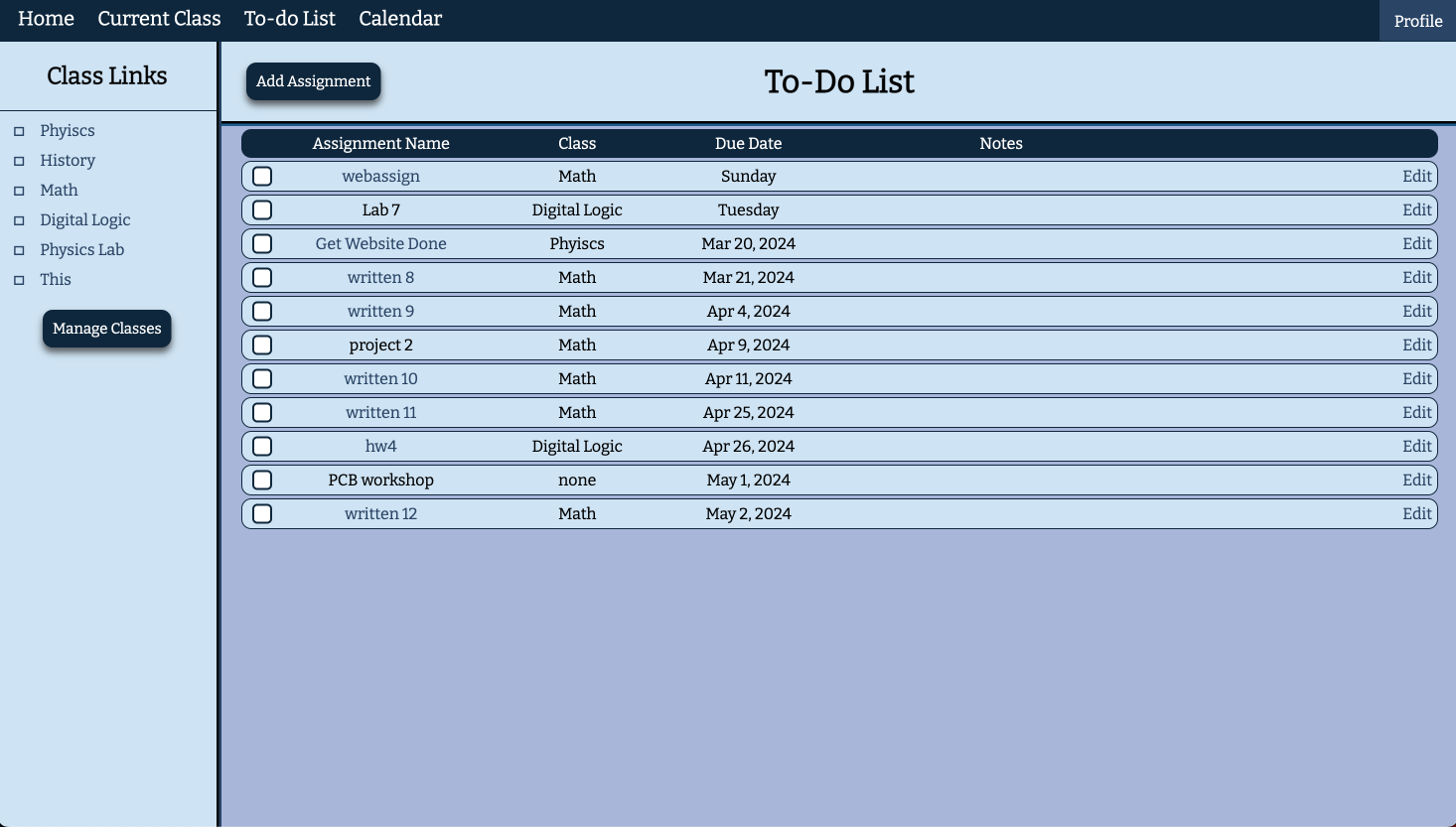 Octo Organizer planner interface