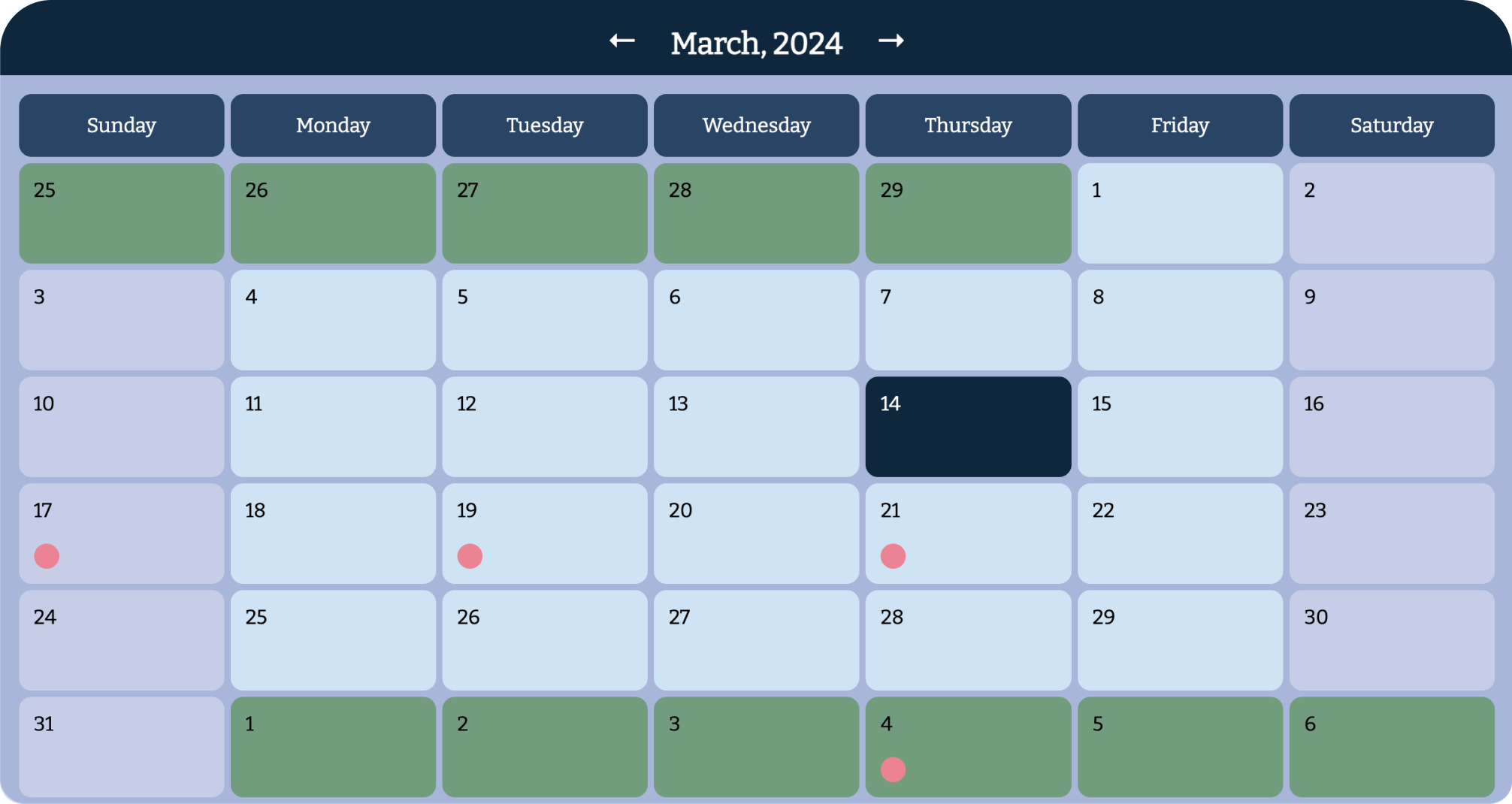 A class page in Octo Organizer